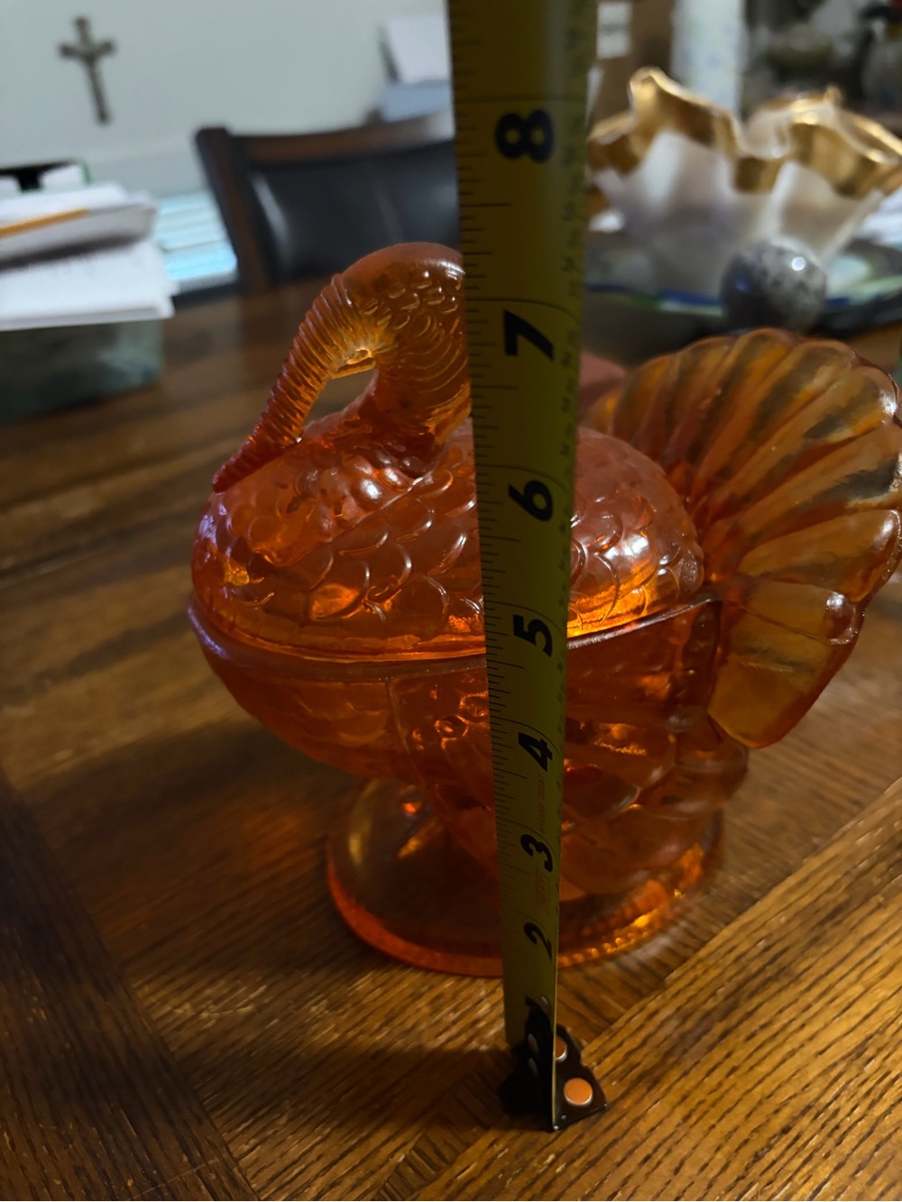 Vintage Amber Glass topped Candy Dish of a Bird- Home Accents - Picture 5 of 6